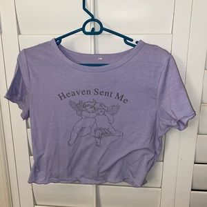shein purple cropped graphic t